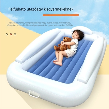 Kültéri felfújható gyerekágy levehető flockos felülettel és magasított védőkorlátokkal
