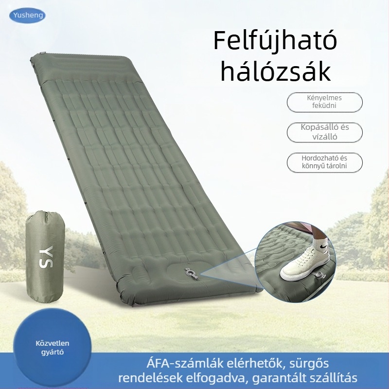 Nylon pántokkal ellátott felfújható ágy kempingezéshez – Kempingre alkalmas felfújható matrac, nylon felület, 500 g, teherbírás 250 kg