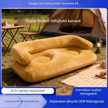 Kültéri PVC‑ből készült felfújható U‑alaku kanapé karfákkal, PVC+flocking, vastított, felnőtteknek