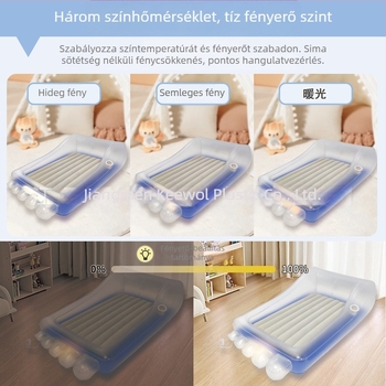 Gyermekeknek szánt kempingező felfújható ágy LED éjszakai fénnyel, flockos felület, tömeg 3,65 kg / készlet, maximális teherbírás 100 kg