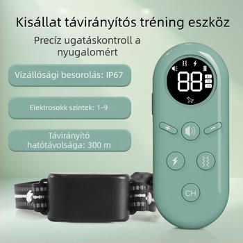 Távirányítású kutya-edző eszköz elektromos sokk, rezgés és ultrahangos ugatásmegállítóval, nagy- és kisméretű kutyák számára, többfunkciós nyakörv