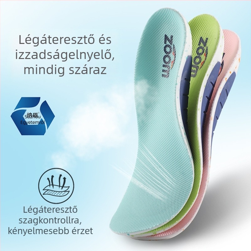 Arch támogató talp sportcipőknek, PU ütéscsillapító párna, TPU támogató keret, légáteresztő és izzadásgátló, teljes talp, uniszex