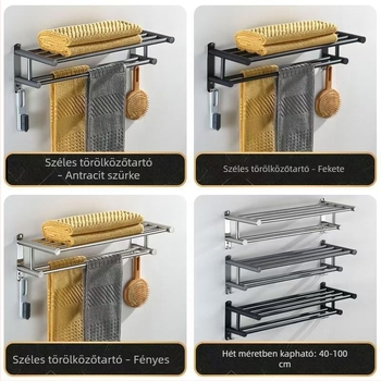 304 rozsdamentes acél törölközőtartó, fúrás nélkül, két szintes, fürdőszoba