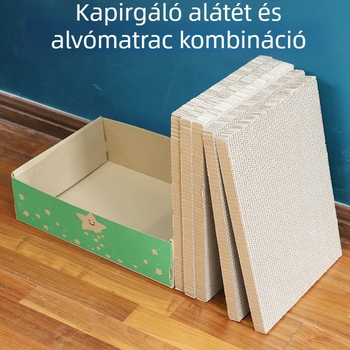 Yao Kézműves macska kartondoboz cserélhető kaparódeszkával és alvófészekkel
