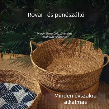 Japán stílusú rotang macskaodú, kézzel szőtt fűleveles ágynemű, nyáron hűsítő, minden évszakban használható