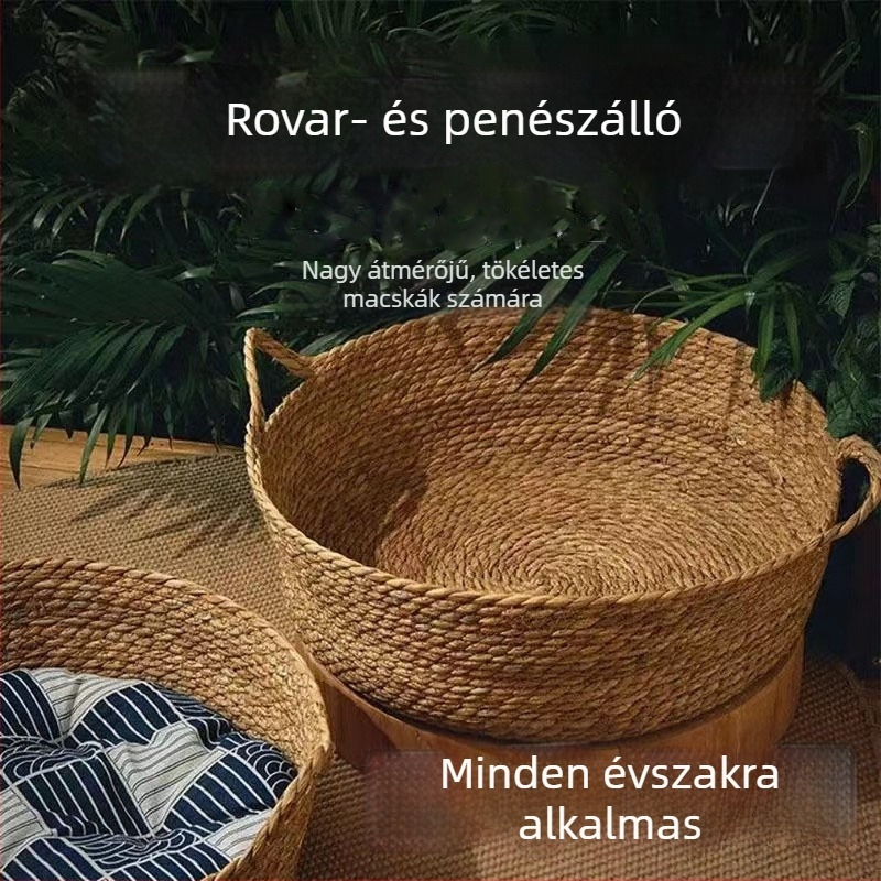 Japán stílusú rotang macskaodú, kézzel szőtt fűleveles ágynemű, nyáron hűsítő, minden évszakban használható