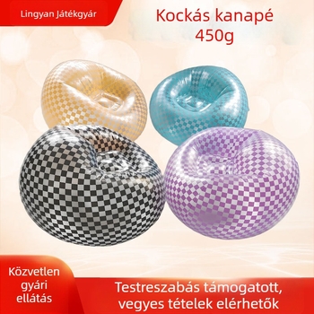 Felfújható kockás kanapé – összecsukható gömb alakú, PVC megerősített, kültéri, hordozható