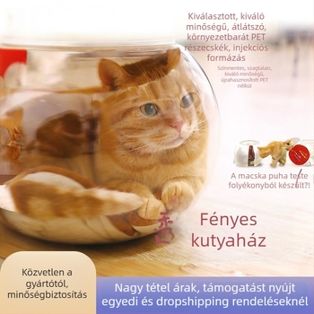 PET macskafészek — átlátszó kapszulás kialakítás, tágas belső tér, félzárt és lélegző, minden évszakhoz alkalmas, könnyen karbantartható