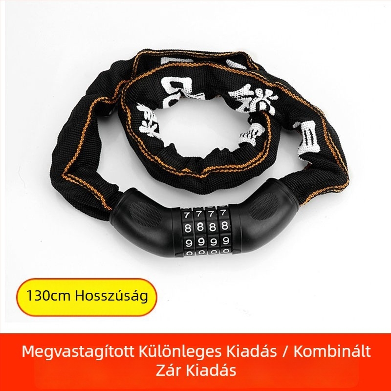 Hordozható kerékpár láncos zár, anti-lopás, kombinációs zár