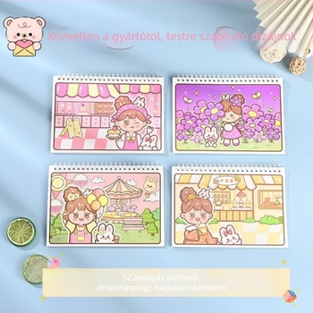 Szabadlapos notesz, 120 g/m² papír, cellulóz alapú, japán-koreai aranyos stílus