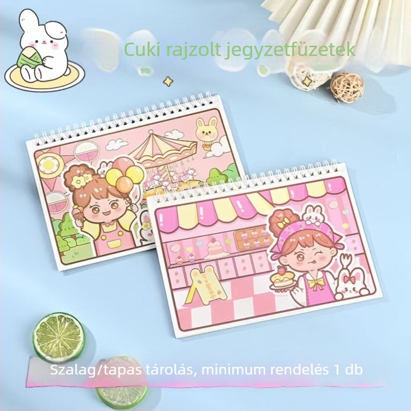 Szabadlapos notesz, 120 g/m² papír, cellulóz alapú, japán-koreai aranyos stílus