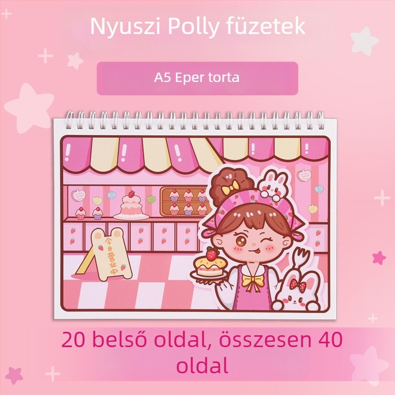 Szabadlapos notesz, 120 g/m² papír, cellulóz alapú, japán-koreai aranyos stílus