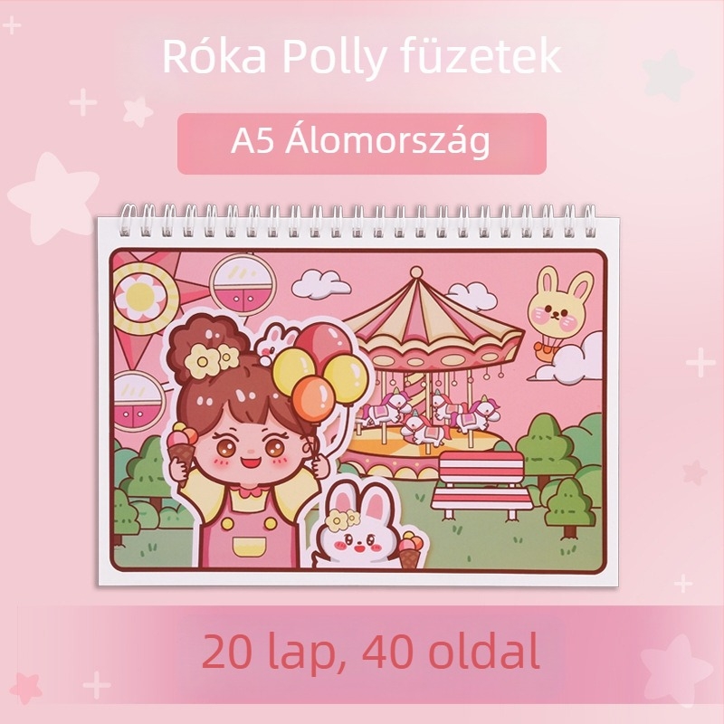 Szabadlapos notesz, 120 g/m² papír, cellulóz alapú, japán-koreai aranyos stílus