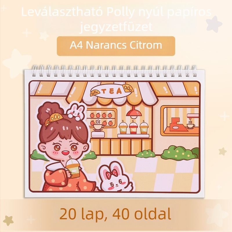 Szabadlapos notesz, 120 g/m² papír, cellulóz alapú, japán-koreai aranyos stílus