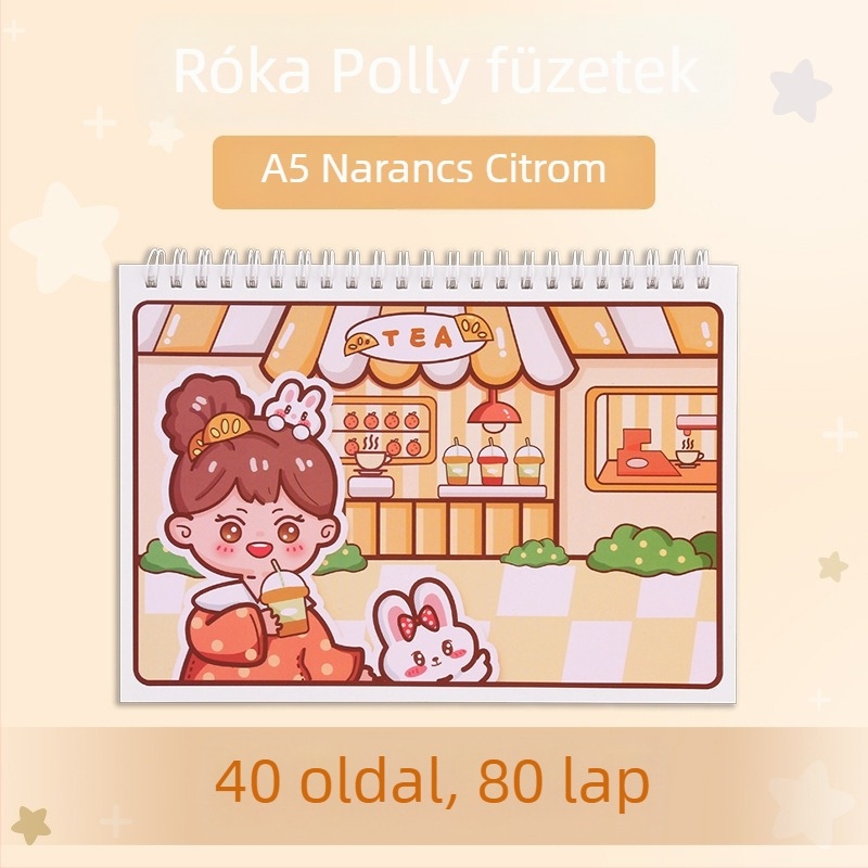 Szabadlapos notesz, 120 g/m² papír, cellulóz alapú, japán-koreai aranyos stílus