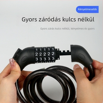 Ötjegyű kombinációs kerékpárzár acélsodronyból és cinkötvözetből – univerzális kerékpárokhoz, motorkerékpárokhoz és elektromos járművekhez