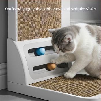Eltávolítható L-alakú macska karmoló deszka, vastított, kopásálló, nem szálkásodik, macska játék, csalogató labda