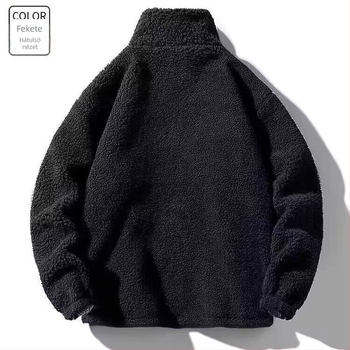 Férfi téli dzseki fleece-bélésével, vastag szigeteléssel, álló gallérral, cipzáras záródással, rövid fazon.