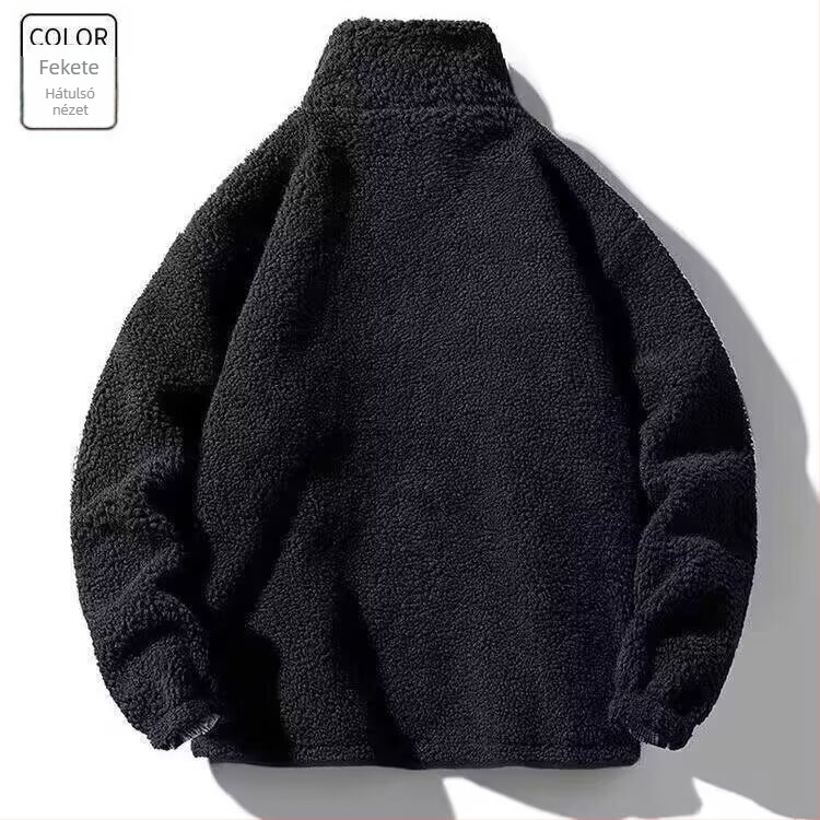 Férfi téli dzseki fleece-bélésével, vastag szigeteléssel, álló gallérral, cipzáras záródással, rövid fazon.