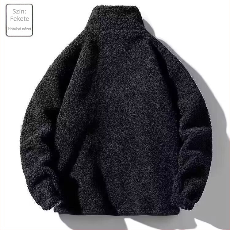 Férfi téli dzseki fleece-bélésével, vastag szigeteléssel, álló gallérral, cipzáras záródással, rövid fazon.