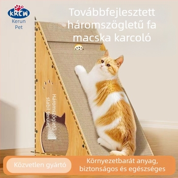 Függőleges háromszög alakú macska karmoló tábla vastagított hullámkartonból, strapabíró macska mászókeret, kopás- és karcolásálló, rostmentes