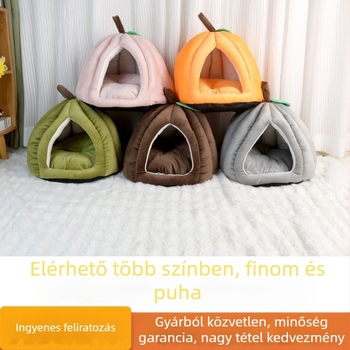 Flanelből készült macska fészek, tök alakú dizájn, téli használatra — Meow Enjoy Home