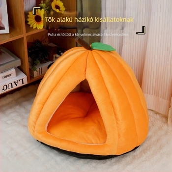 Flanelből készült macska fészek, tök alakú dizájn, téli használatra — Meow Enjoy Home