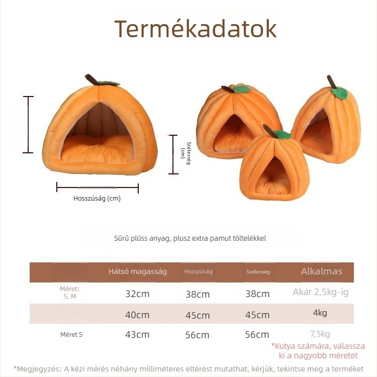 Flanelből készült macska fészek, tök alakú dizájn, téli használatra — Meow Enjoy Home