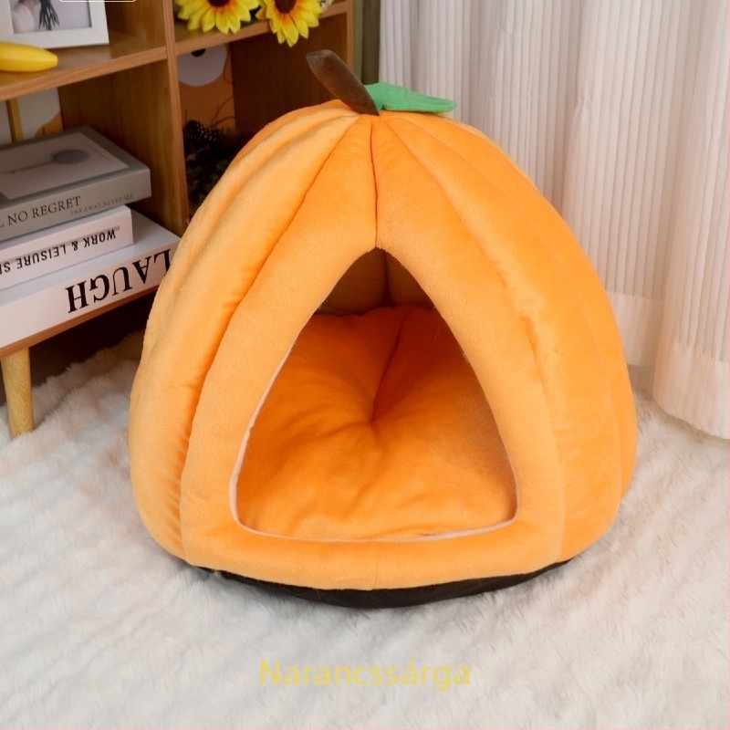 Flanelből készült macska fészek, tök alakú dizájn, téli használatra — Meow Enjoy Home