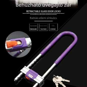 Üveges ajtózár kilincsével, anti-lopás, hosszított U-alakú zár dupla ajtóhoz – modell Plug lock; márka Qianyu és mások; stílus modern egyszerű