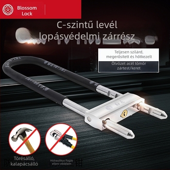 U-alakú mortise zár üveg- és bolti ajtókhoz, modell MH800-622, ötvözött acélból, tömege 1400 g, modern egyszerű stílus