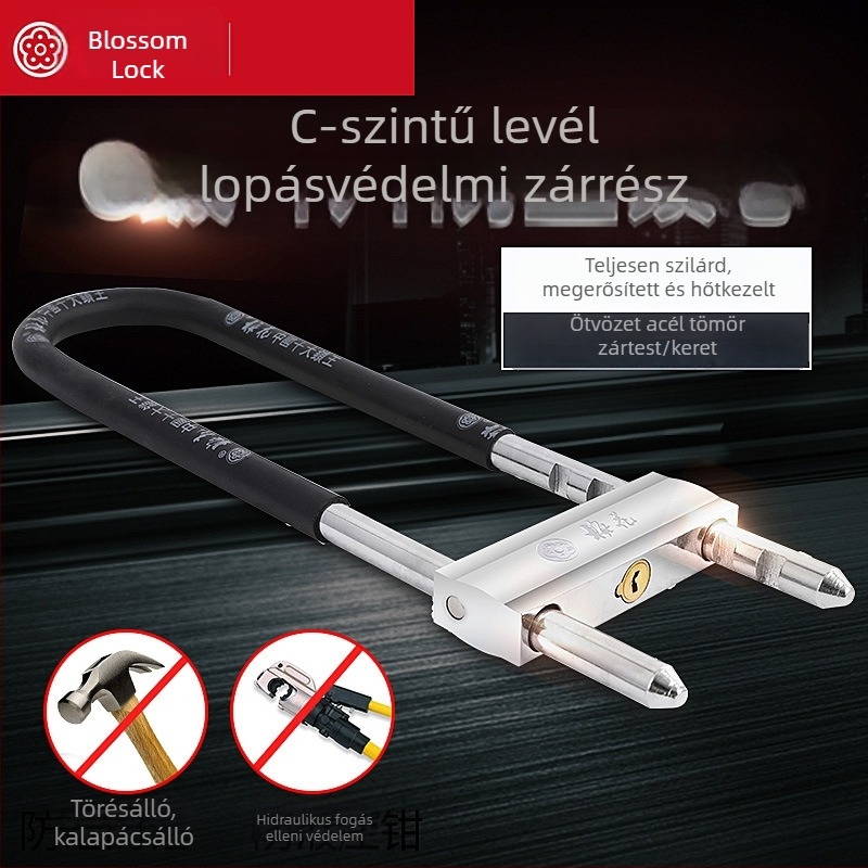U-alakú mortise zár üveg- és bolti ajtókhoz, modell MH800-622, ötvözött acélból, tömege 1400 g, modern egyszerű stílus
