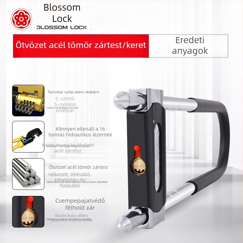 U-alakú mortise zár üveg- és bolti ajtókhoz, modell MH800-622, ötvözött acélból, tömege 1400 g, modern egyszerű stílus