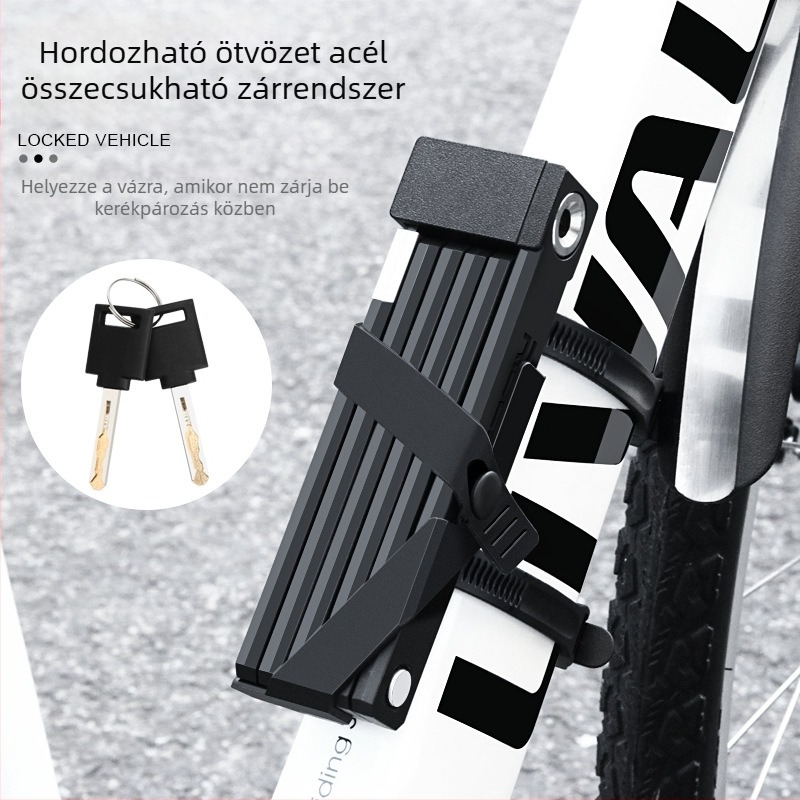 Riderace Összecsukható Láncos Zár – Masszív fém, testreszabható, kerékpárokhoz, elektromos kerékpárokhoz és motorkerékpárokhoz