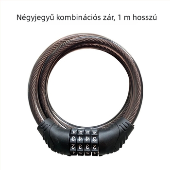 DC-4-1 Négyjegyű kombinációs zár kerékpárok és járművek számára beépített acélkábellel, 175 g