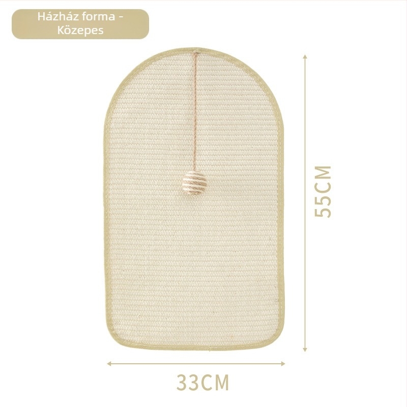 Macska karmoló sisal falra szerelhető tábla, vertikálisan lógó golyó, talpcsiszoló párna — HW-073333, Márka HAWoo/Hawor, Anyag: sisal