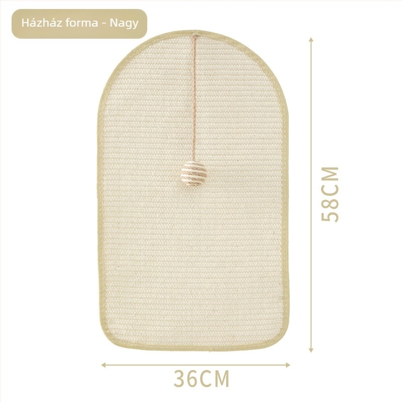Macska karmoló sisal falra szerelhető tábla, vertikálisan lógó golyó, talpcsiszoló párna — HW-073333, Márka HAWoo/Hawor, Anyag: sisal