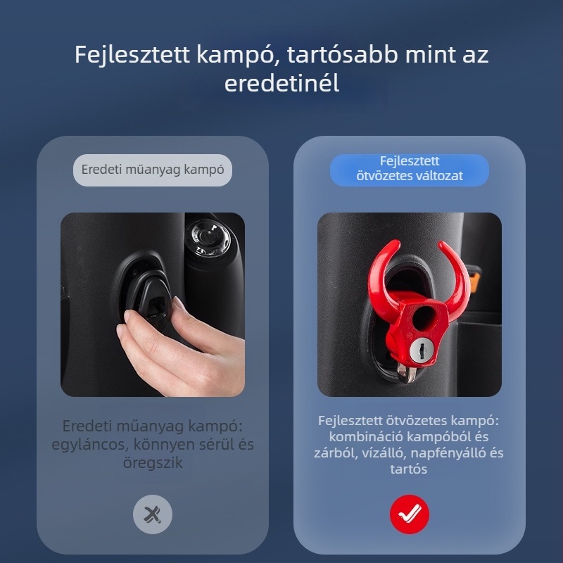 Sisakzár alumínium ötvözetből, elektromos járművekhez, lopás elleni, 95 g