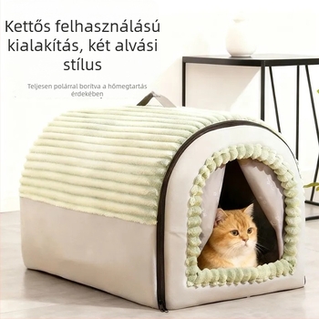 Minden évszakra zárt macskaház, macskák számára sátor, biztonságérzet, meleg télen, levehető és mosható