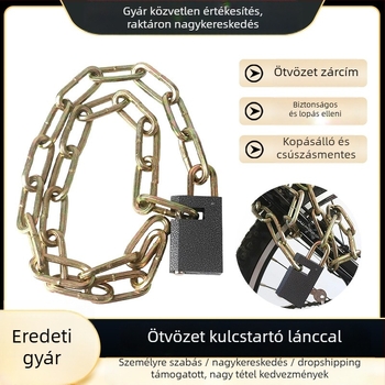 Láncos zár kerékpárokhoz, elektromos járművekhez és motorkerékpárokhoz — ötvözetlánc, 4 mm, három hosszvariáció, modell Key Chain Lock
