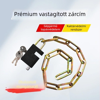 Láncos zár kerékpárokhoz, elektromos járművekhez és motorkerékpárokhoz — ötvözetlánc, 4 mm, három hosszvariáció, modell Key Chain Lock