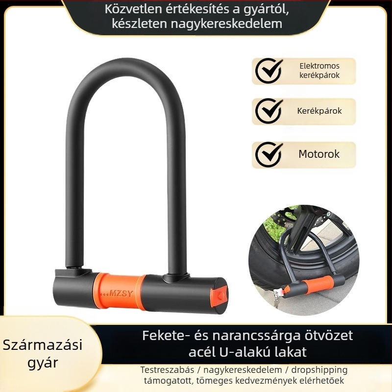 U-alakú zár kerékpárokhoz és elektromos járművekhez – Key U-zár, ABS fej + ötvözött acél váz, 570 g, alkalmas kerékpárokra, elektromos kerékpárokra, motorkerékpárokra, háromkerekűekre
