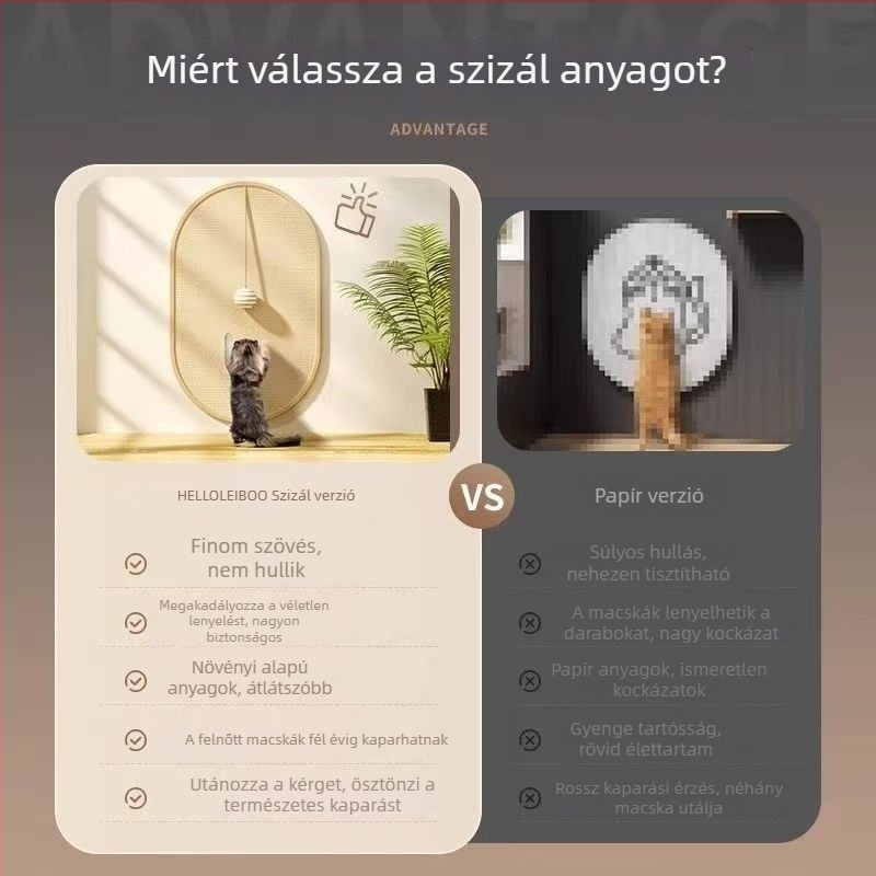 Macskapiszkáló tábla, kopásálló, szakadásmentes, falhoz szerelt függőleges védelem a kanapé és az ágynál, anti-karcolás matrac és macska karmok reszelő játék