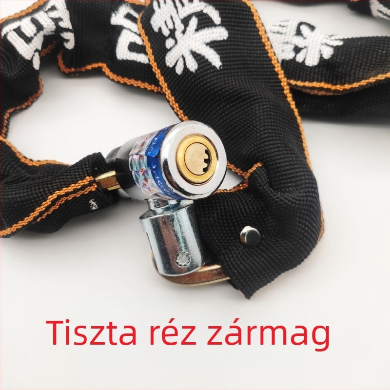 Hengshen Model 810 textil bevonatú lánc zár, ötvözött acélból, motorkerékpárok és elektromos kerékpárok számára, 845 g