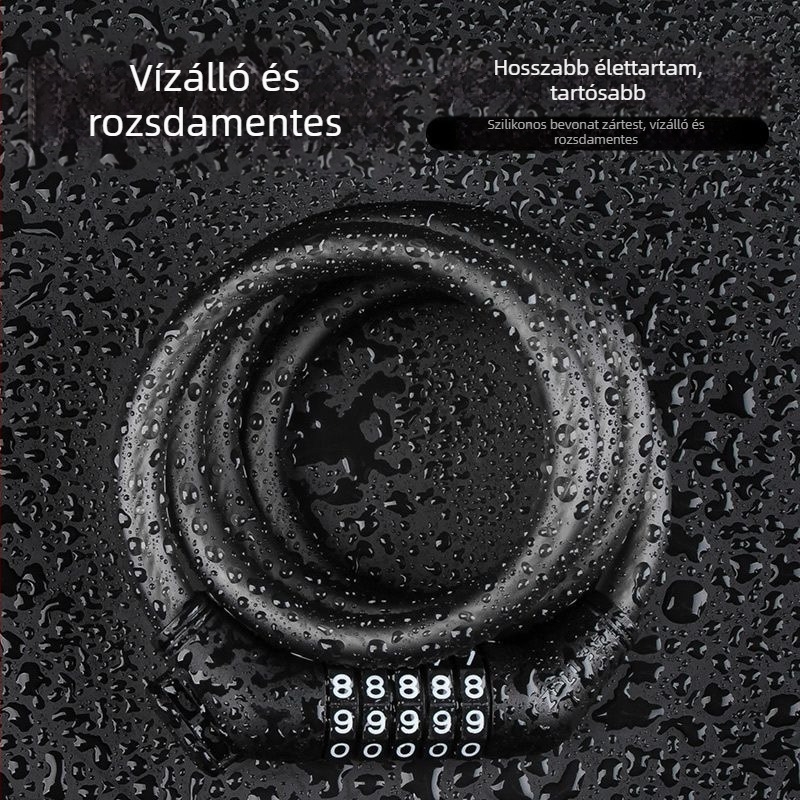Kerékpár jelszavas zár, modell 1, hegyi kerékpárhoz, hordozható acéllánc-kábel