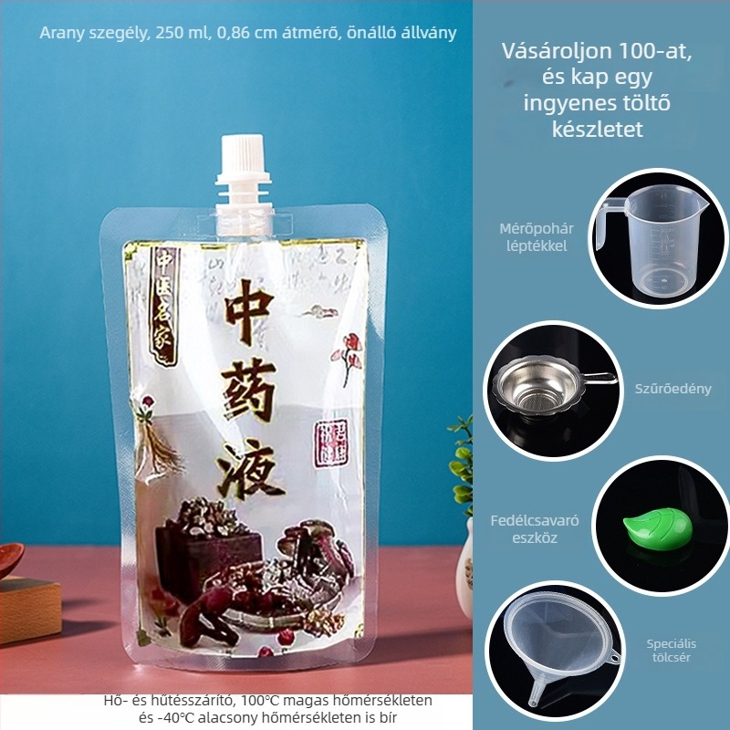 Egyszer használatos kínai gyógyszeres folyadéktasak szívócsővel, fűtés és hűtés funkcióval; Yijia Shure; Shenzhen eredet.