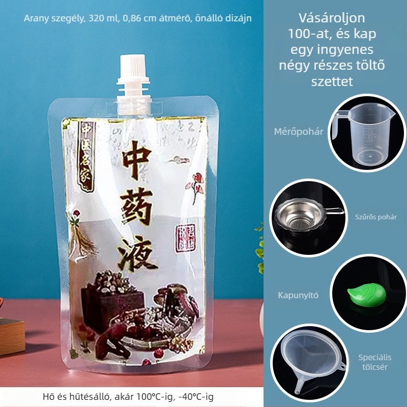 Egyszer használatos kínai gyógyszeres folyadéktasak szívócsővel, fűtés és hűtés funkcióval; Yijia Shure; Shenzhen eredet.