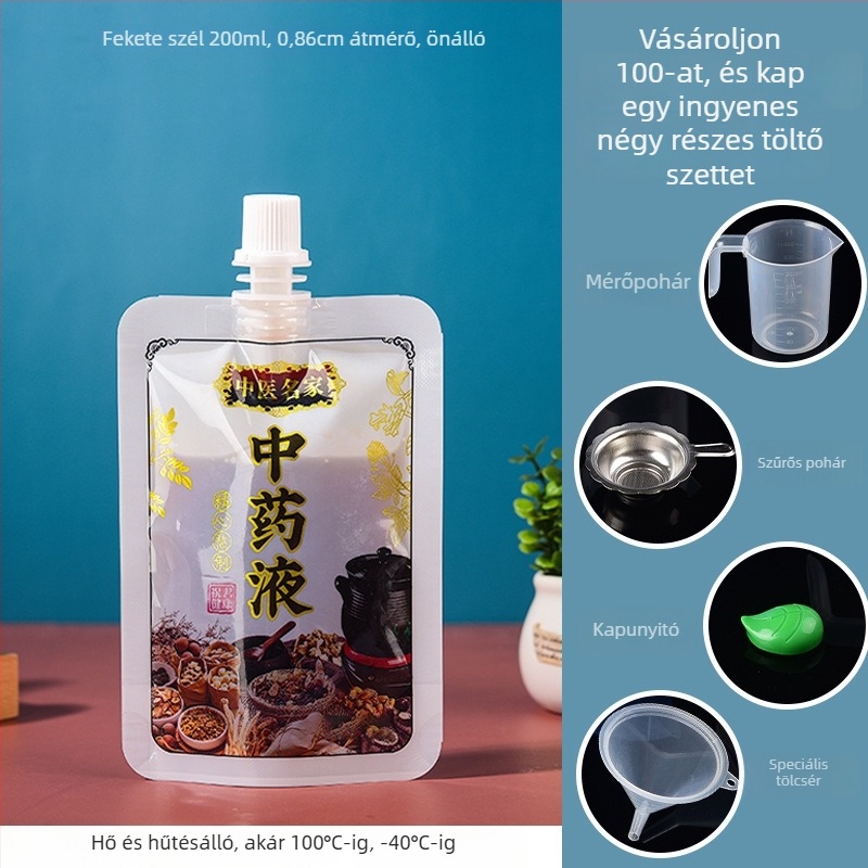 Egyszer használatos kínai gyógyszeres folyadéktasak szívócsővel, fűtés és hűtés funkcióval; Yijia Shure; Shenzhen eredet.