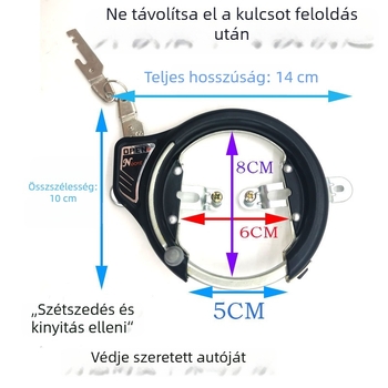 Hordozható kerékpár U-zár, acél, súly 144 g