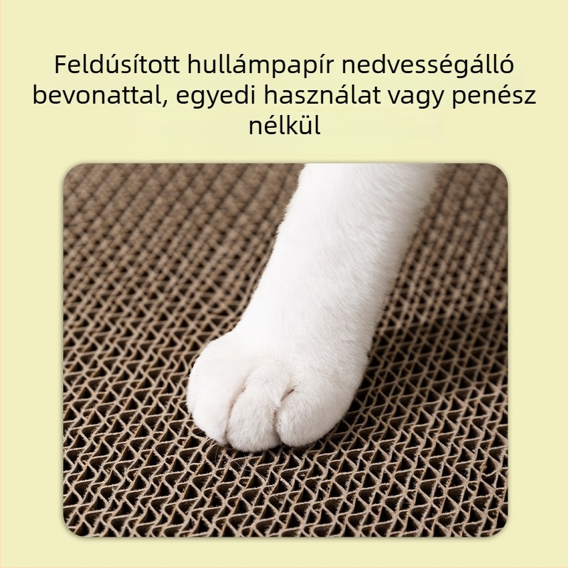 Pastorális stílusú hullámkarton macskafészek és kaparó – integrált játék és alvás, 1 db